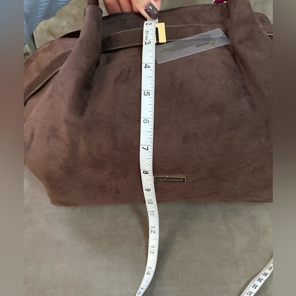 NWT Catherine Melandrino Brown Faux Suede Bag - Picture 9 of 11